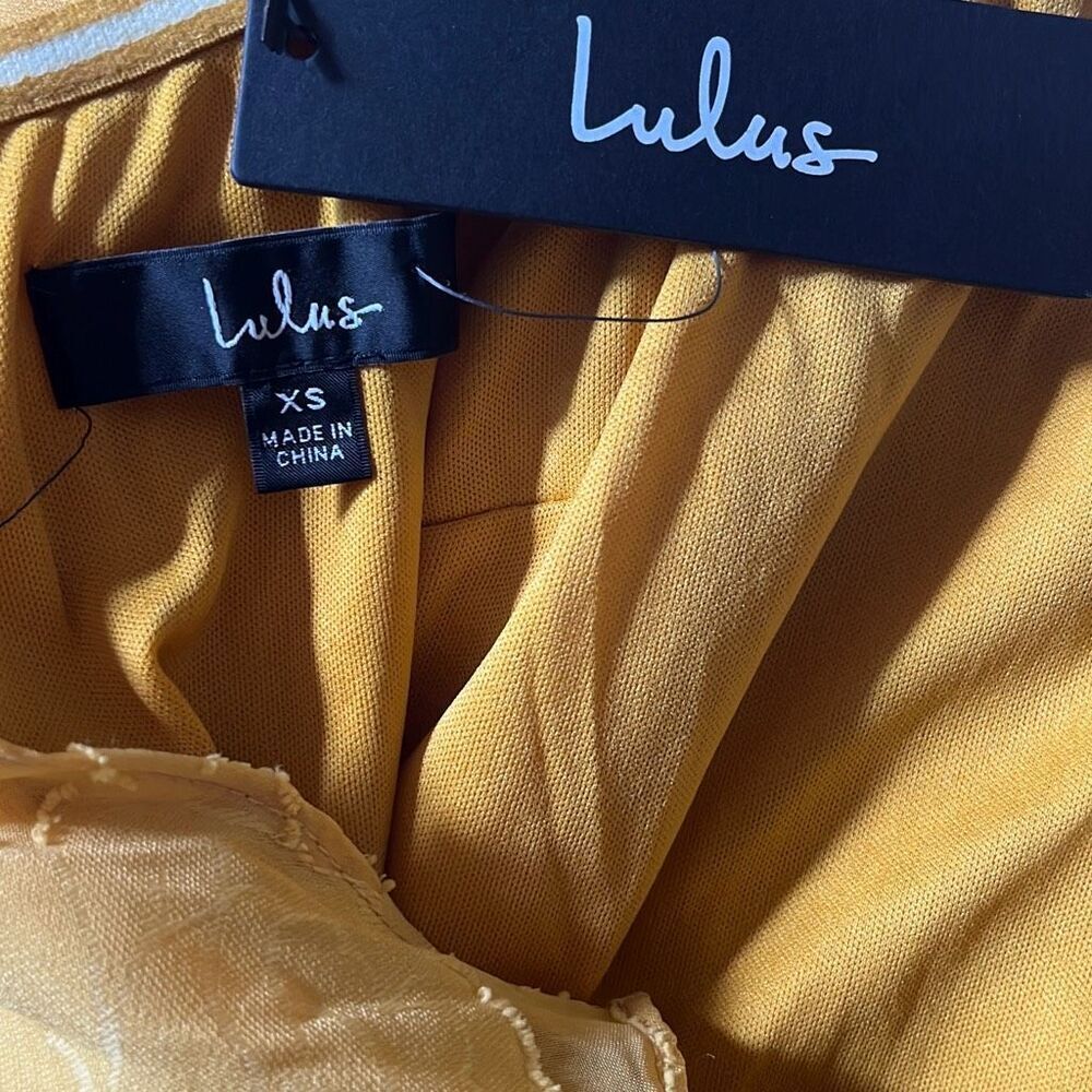 Lulu’s True Lover Mustard Yellow Burnout Floral Strapless Mini Dress - Picture 8 of 12